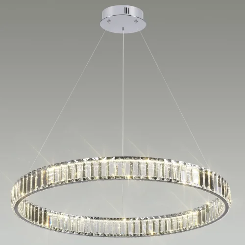 Люстра подвесная LED Vekia 4930/45L Odeon Light прозрачная на 1 лампа, основание хром в стиле современный кольца фото 6
