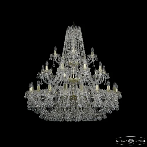 Люстра подвесная 1409/20+10+5/400/3d G Bohemia Ivele Crystal без плафона на 35 ламп, основание золотое в стиле классический sp
