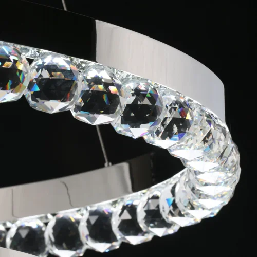 Люстра подвесная LED с пультом Глобула 690010603 DeMarkt прозрачная хром на 1 лампа, основание хром в стиле хай-тек с пультом кольца фото 4