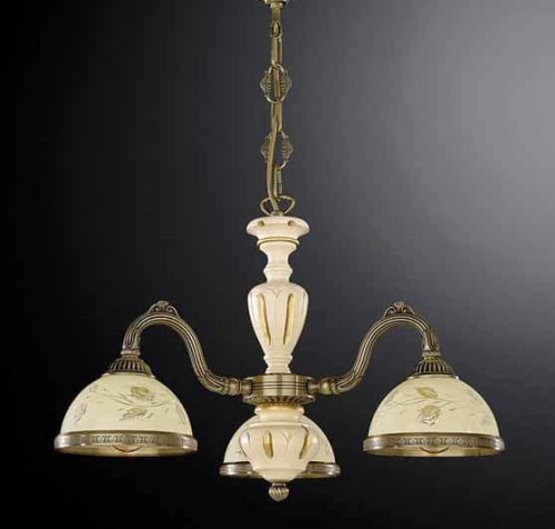 Люстра подвесная  L 6808/3 Reccagni Angelo жёлтая на 3 лампы, основание античное бронза в стиле классика кантри 