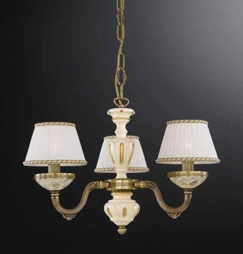 Люстра подвесная  L 6608/3 Reccagni Angelo жёлтая белая на 3 лампы, основание античное бронза в стиле классический кантри 