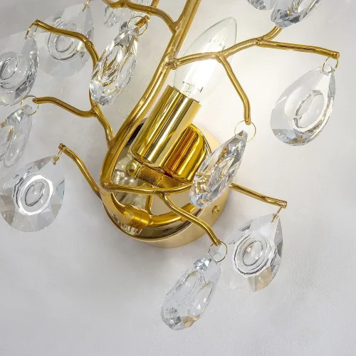 Бра Pluvia 4162-1W Favourite прозрачный на 1 лампа, основание золотое в стиле флористика ветви фото 3