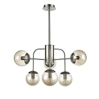 Люстра подвесная Verona 441 VL5015L06 Vele Luce янтарная на 6 ламп, основание никель в стиле современный шар Люстра подвесная Verona 441 VL5015L06 Vele Luce янтарная на 6 ламп, основание никель в стиле современный шар