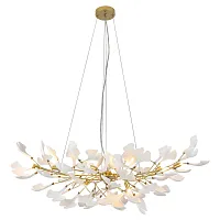 Люстра подвесная LSP-8455 Lussole белая на 10 ламп, основание матовое золото в стиле флористика 