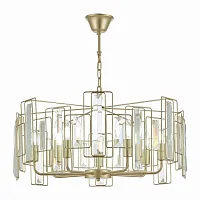 Люстра подвесная Giano SLE103403-07 Evoluce прозрачная на 7 ламп, основание бежевое матовое золото в стиле современный Люстра подвесная Giano SLE103403-07 Evoluce прозрачная на 7 ламп, основание бежевое матовое золото в стиле современный