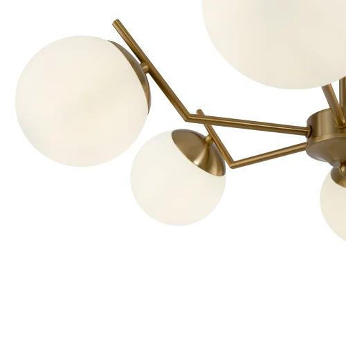 Люстра потолочная Moonrock FR5173PL-06BS Freya белая на 6 ламп, основание латунь в стиле современный классический шар фото 2