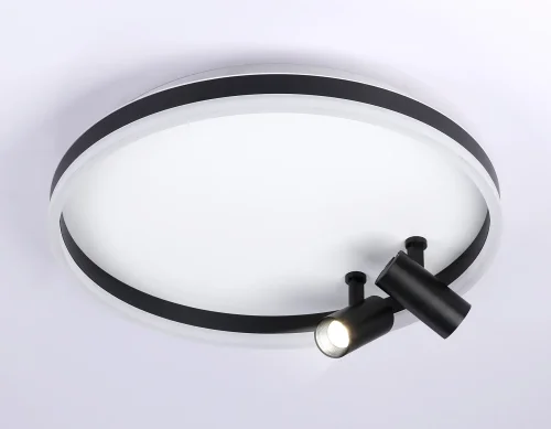 Светильник потолочный LED с пультом FL5113 Ambrella light белый чёрный 1 лампа, основание белое в стиле современный хай-тек кольца фото 5