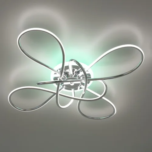 Люстра потолочная LED с пультом RGB Джемини CL229B141E Citilux белая на 1 лампа, основание хром в стиле современный хай-тек с пультом фото 4
