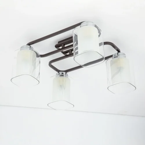 Люстра потолочная Румба CL159241 Citilux прозрачная белая на 4 лампы, основание коричневое венге в стиле современный  фото 5