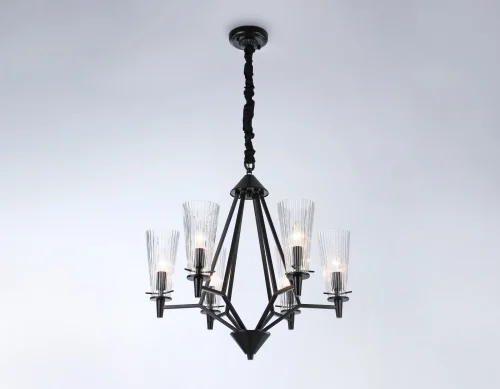Люстра подвесная TR3237 Ambrella light прозрачная на 6 ламп, основание чёрное в стиле замковый кантри  фото 3