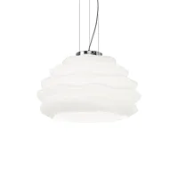 Светильник подвесной KARMA SP1 SMALL Ideal Lux белый 1 лампа, основание хром в стиле современный 