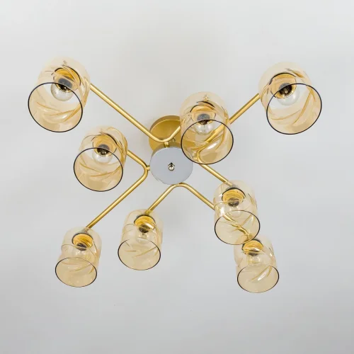 Люстра потолочная Клод CL137182 Citilux янтарная на 8 ламп, основание золотое в стиле современный  фото 6