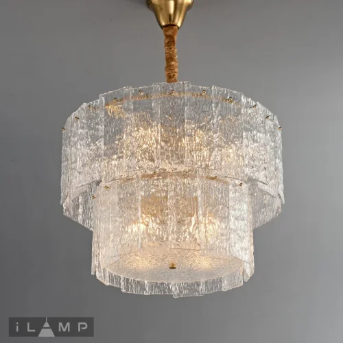 Люстра потолочная Manhattan P6315-D600 BR iLamp прозрачная на 10 ламп, основание латунь в стиле классический 