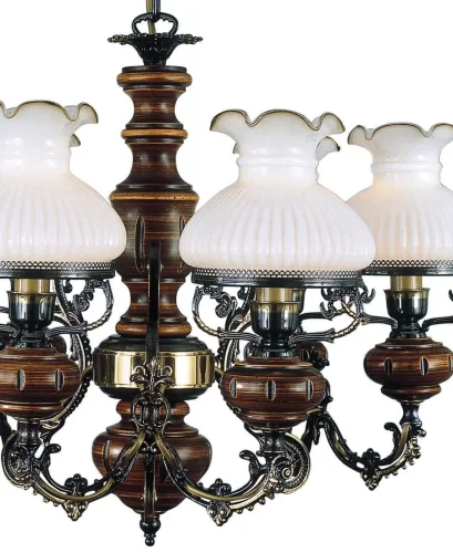 Люстра подвесная  L 620/6 Reccagni Angelo белая на 6 ламп, основание коричневое бронзовое в стиле классический выдувное фото 2