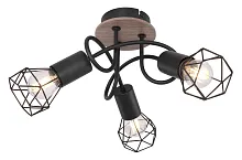 Люстра потолочная Xara I 54802S-3DH Globo чёрная на 3 лампы, основание чёрное коричневое в стиле лофт современный 