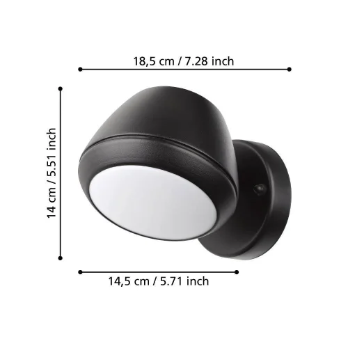 Настенный светильник Nivarolo 900675 Eglo уличный IP44 чёрный 1 лампа, плафон чёрный в стиле минимализм современный GU10 фото 2