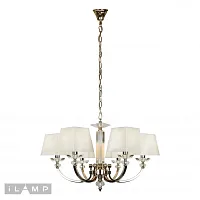 Люстра подвесная Blues P9404-6 nic iLamp белая на 6 ламп, основание никель в стиле современный американский Люстра подвесная Blues P9404-6 nic iLamp белая на 6 ламп, основание никель в стиле современный американский