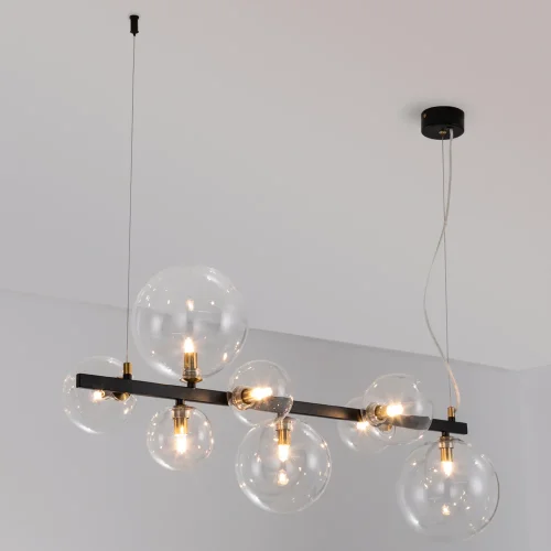 Люстра подвесная Vincent A7790SP-8BK Arte Lamp прозрачная на 8 ламп, основание чёрное в стиле современный шар фото 2