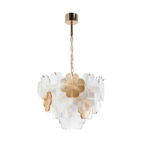 Люстра подвесная Mallika A4077LM-6GO Arte Lamp янтарная прозрачная на 6 ламп, основание золотое в стиле современный флористика 