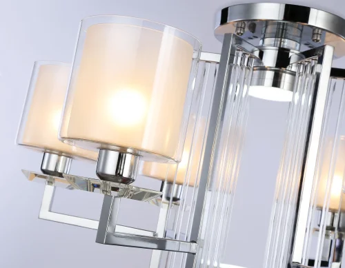 Люстра потолочная LED TR4418 Ambrella light белая на 6 ламп, основание хром в стиле классический современный  фото 7