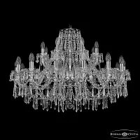 Люстра подвесная 1403/16+8/360 Ni Bohemia Ivele Crystal без плафона на 24 лампы, основание прозрачное никель в стиле классика sp