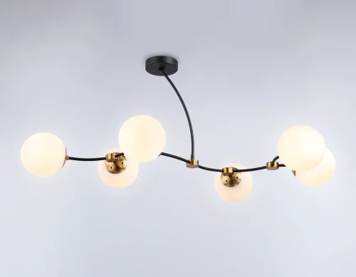 Люстра потолочная TR2555 Ambrella light белая на 6 ламп, основание чёрное в стиле современный  фото 3