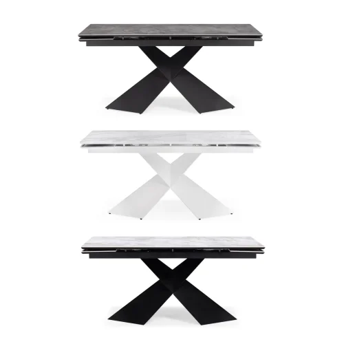 Стеклянный стол Хасселвуд 160(220)х90х77 белый мрамор / черный 586094 Woodville столешница белая из стекло фото 2