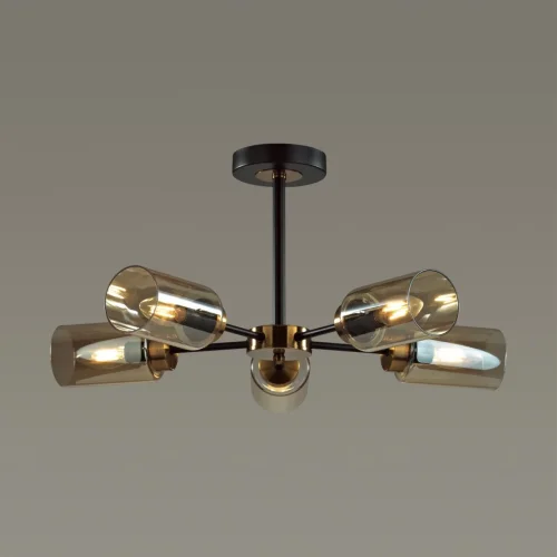 Люстра потолочная Dallin 5640/5C Lumion янтарная на 5 ламп, основание чёрное в стиле современный  фото 3