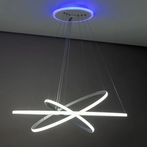 Люстра подвесная LED с пультом Неон Смарт CL731A090E Citilux белая на 1 лампа, основание белое в стиле современный с пультом кольца фото 8