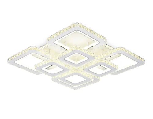 Люстра потолочная LED с пультом FA1737 Ambrella light белая на 1 лампа, основание белое в стиле современный хай-тек с пультом квадраты