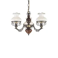 Люстра подвесная  L 2810/3 Reccagni Angelo белая на 3 лампы, основание коричневое бронзовое в стиле классический кантри выдувное