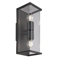 Настенный светильник Meribel 6492 Mantra уличный IP54 чёрный серый 2 лампы, плафон прозрачный в стиле современный E27