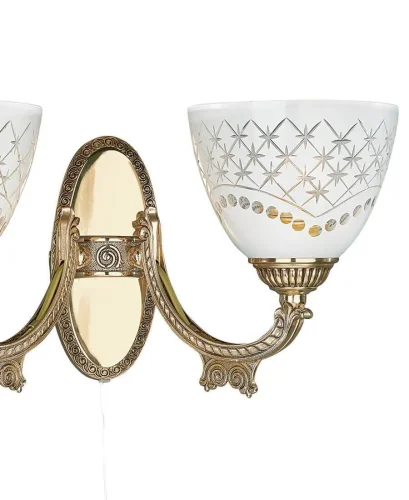 Бра с выключателем A 7152/2  Reccagni Angelo белый на 2 лампы, основание золотое в стиле классический  фото 2