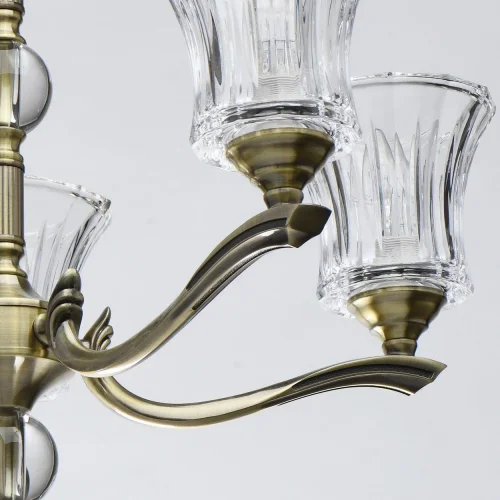 Люстра подвесная Аманда 481013805 MW-Light прозрачная на 5 ламп, основание античное бронза в стиле классический  фото 7