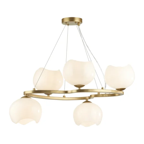 Люстра подвесная Waterlily 4873/5 Odeon Light белая на 5 ламп, основание золотое в стиле современный  фото 2