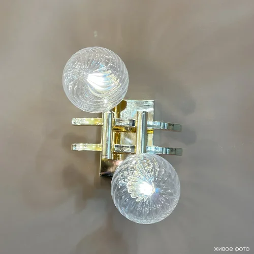 Бра LUXURY AP2 GOLD Crystal Lux прозрачный на 2 лампы, основание золотое в стиле арт-деко шар молекула фото 6