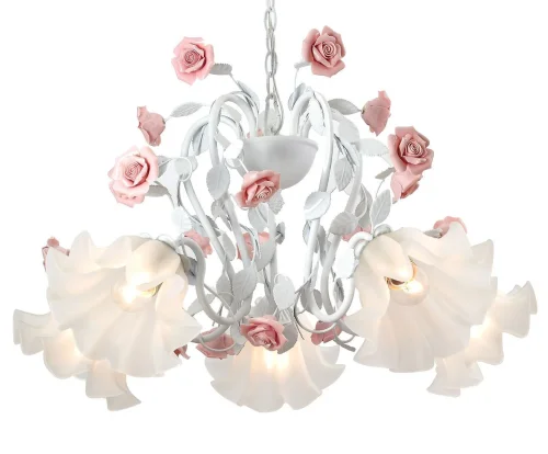 Люстра подвесная Fiori di rose 111.5 Lucia Tucci белая на 5 ламп, основание белое в стиле флористика прованс 