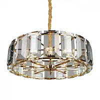 Люстра подвесная хрустальная Noventa OML-81503-10 Omnilux прозрачная на 10 ламп, основание золотое в стиле классический 