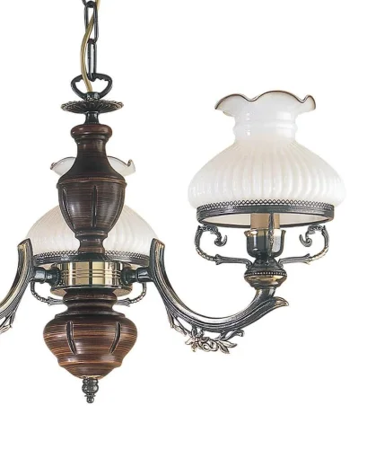 Люстра подвесная  L 2810/3 Reccagni Angelo белая на 3 лампы, основание коричневое бронзовое в стиле классический кантри выдувное фото 2