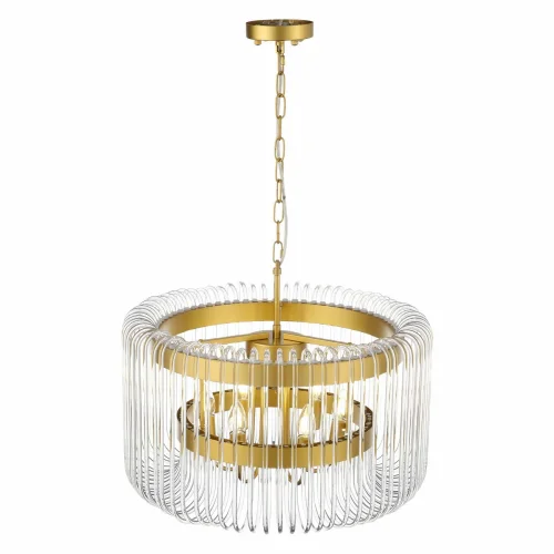 Люстра подвесная Grosseto SL1228.203.06 ST-Luce прозрачная на 6 ламп, основание золотое в стиле арт-деко  фото 5