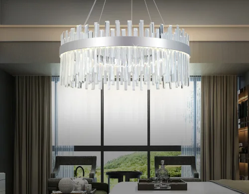 Люстра подвесная LED TR5011 Ambrella light прозрачная на 1 лампа, основание хром в стиле современный классический  фото 2