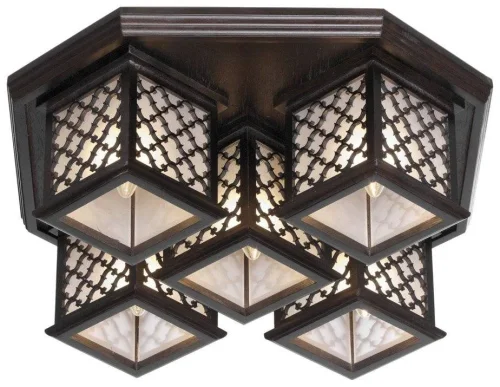 Светильник потолочный 596-727-05 Velante коричневый 5 ламп, основание коричневое в стиле кантри 