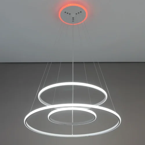 Люстра подвесная LED с пультом Неон Смарт CL731A090E Citilux белая на 1 лампа, основание белое в стиле современный с пультом кольца фото 10
