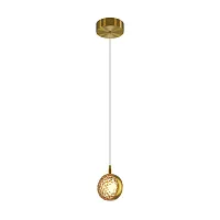 Светильник подвесной LED Mind MOD299PL-L10BS3K Maytoni янтарный 1 лампа, основание латунь в стиле современный шар