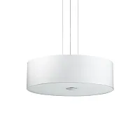 Люстра подвесная WOODY SP5 BIANCO Ideal Lux белая на 5 ламп, основание хром в стиле современный 