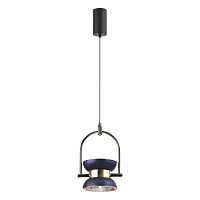 Светильник подвесной LED Calhoun LSP-7138 Lussole синий 1 лампа, основание чёрное в стиле лофт современный 