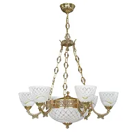 Люстра подвесная  L 7152/6+2 Reccagni Angelo белая на 8 ламп, основание золотое в стиле классический 