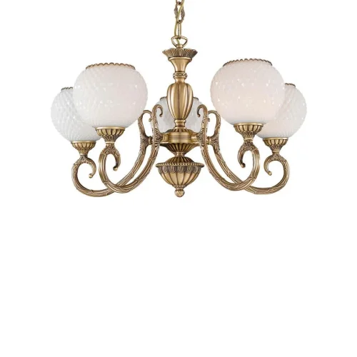 Люстра подвесная  L 8450/5 Reccagni Angelo белая на 5 ламп, основание античное бронза в стиле классический  фото 2