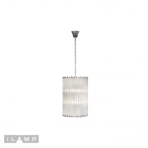 Люстра подвесная Manhattan MD0266-6 Silver iLamp прозрачная на 6 ламп, основание никель в стиле американский современный 