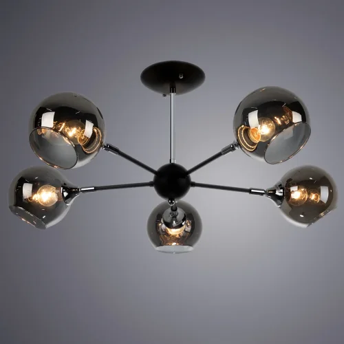 Люстра потолочная Brooke A2708PL-5BK Arte Lamp чёрная серая на 5 ламп, основание чёрное в стиле современный шар фото 2